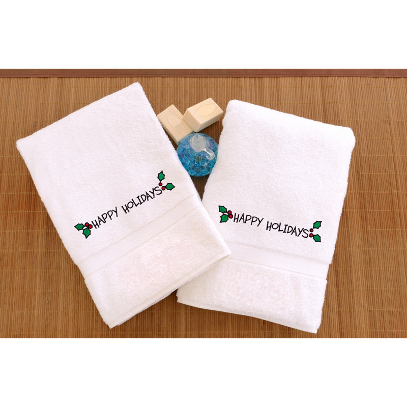 Terry Happy Holidays Turkish Cotton Hand Towel