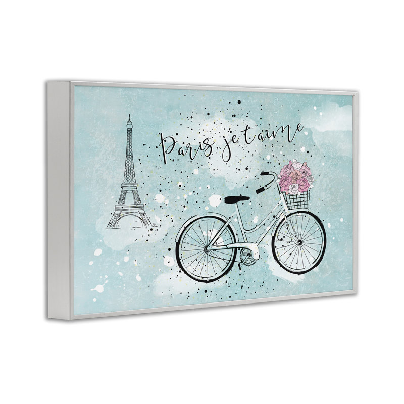 «Love Paris», estampe numérique par Martina Pavlova, Estampe numérique encadrée blanc bord de mer, H 20 po x l 30 po
