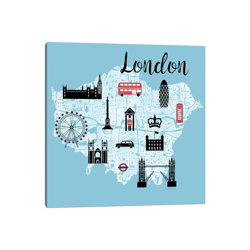 City Graphic Map - London by Amanda Murray - Wrapped Canvas Print, 30.48 cm H x 30.48 cm W