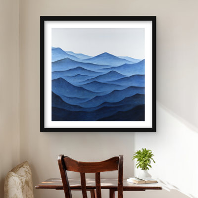 «Dark Calm Ocean Waves - Classic Blue Marine», reproduction encadrée