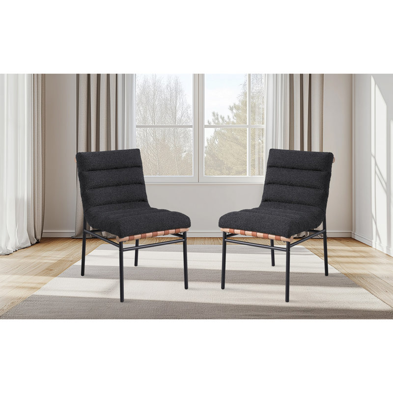 Ensemble de 2 chaises de salle à manger Lahni Boucle, Noir