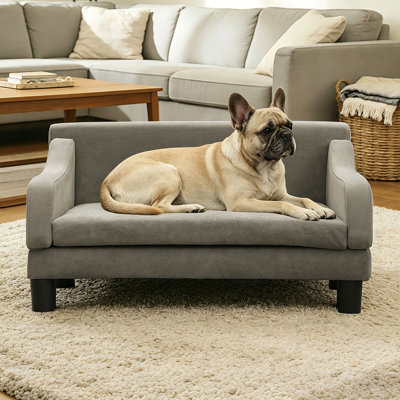 Petit et moyen canapé pour chien avec assemblage sans outil, coussin lavable | Canapé-lit d'intérieur pour animaux de compagnie, facile à nettoyer, résistant aux égratignures