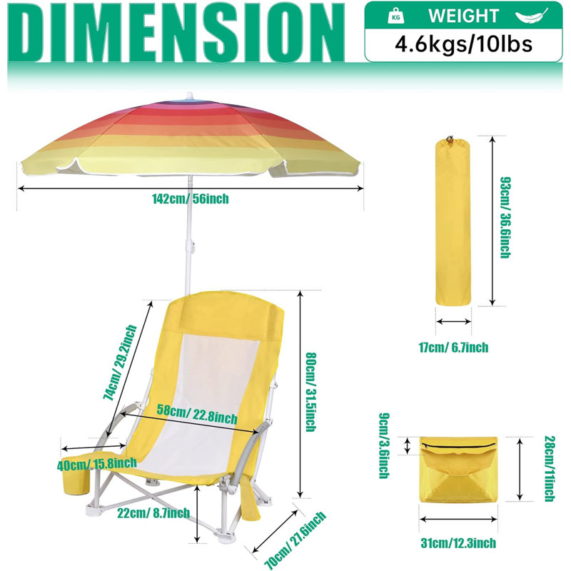 Sristi Folding Beach Chair, Yellow