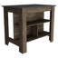 Îlot de cuisine, table de cuisine H 35 po, quatre pieds, trois tablettes de rangement ouvertes