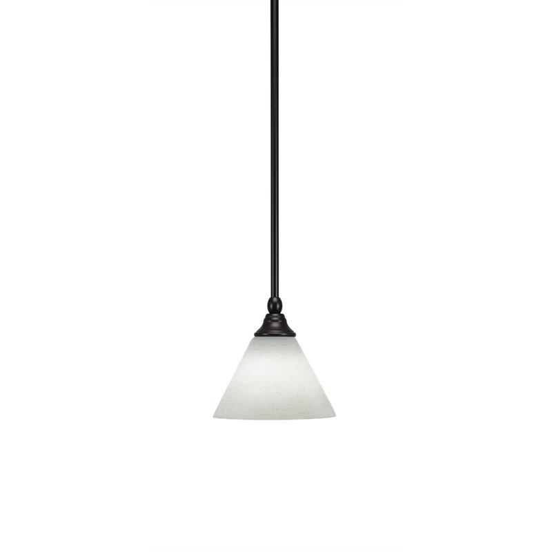 Stem Hung Mini Pendant Shown In New Age Brass Finish With White Muslin Glass, 6.25" H x 7" W x 7" D, New Age Brass