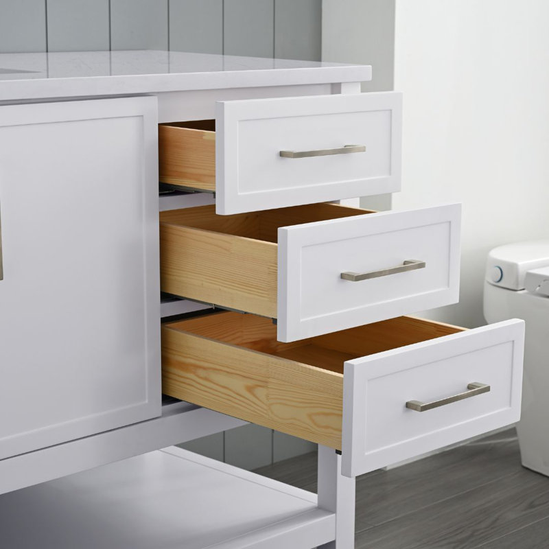 Ensemble de meuble-lavabo simple 60 po Vicini, Blanc / nickel brossé