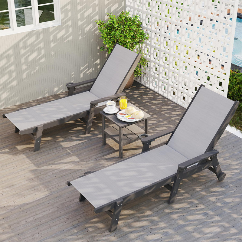 Outdoor Pool Lounge Chairs Set Of 2, Gray
