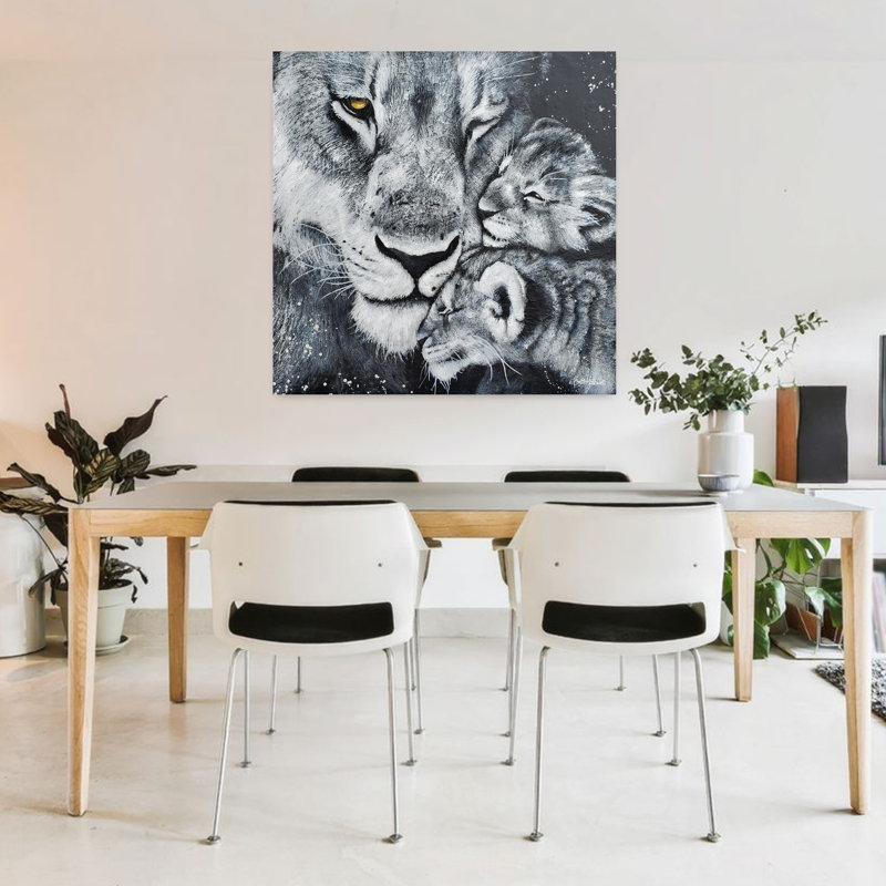 Lionne, art contemporain de lion, H 36 po x l 36 po