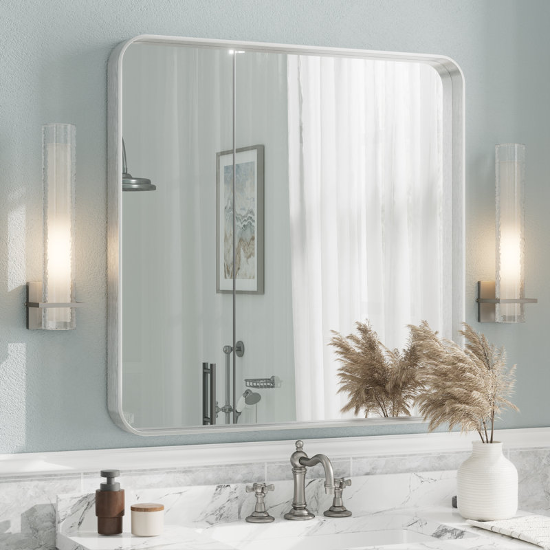 Miroir mural Aevar, 36 po x 36 po, Argent brossé