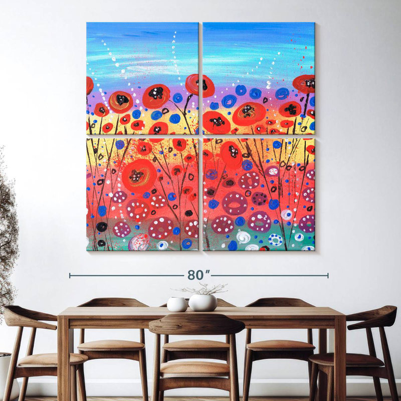 Floraison en été, H 74 po x l 74 po