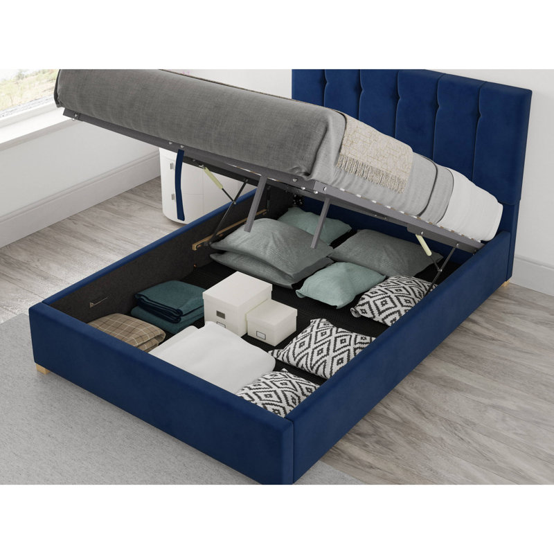 Hutridge Upholstered Ottoman Storage Bed, Kingsize (5'), Navy