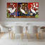 Ensemble de 3 tableaux sur toile tendue représentant des squelettes de hérons blancs, des cactus et des fleurs (style art populaire).-28429967
