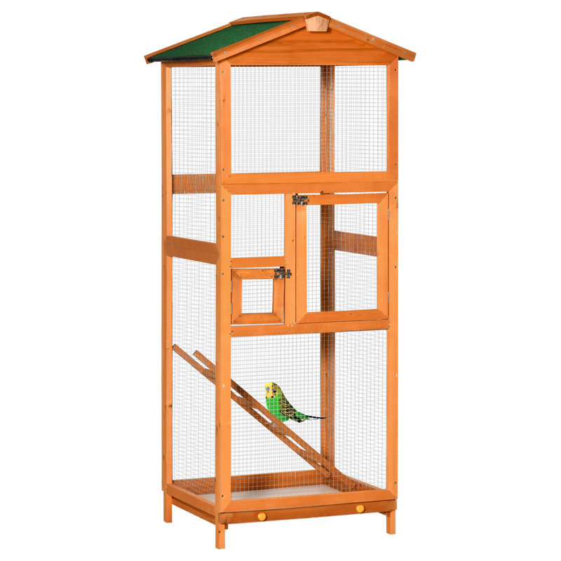 Cage à oiseaux 65 "pour perroquet, perroquet, avec plateau coulissant et 2 portes, orange