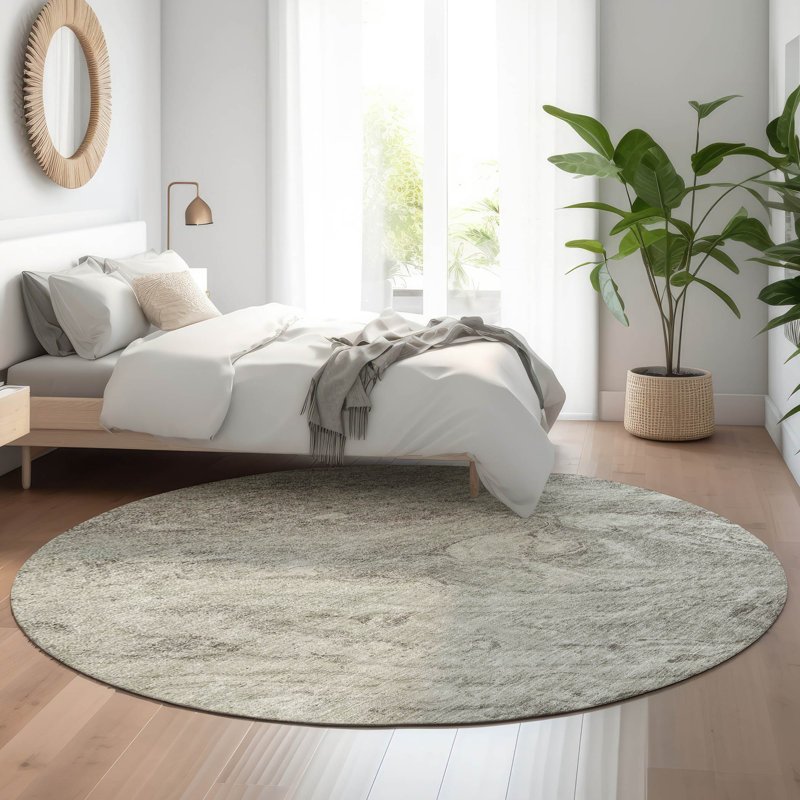Premium Machine Washable Cerrito Taupe Rug, Round 8'
