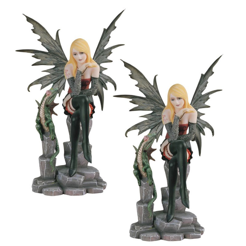 «Figurine de fée rouge en forme de fée rouge avec bébé dragon» «2-PC Set» ICE ARMOUR 9 pi