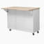 Îlot de cuisine cannelé de 51 po avec abattant, îlot de cuisine d'appoint sur roulettes avec support de rangement interne, chariot de cuisine roulant avec porte-serviettes pour la cuisine, la salle à manger, le frêne blanc-998440321