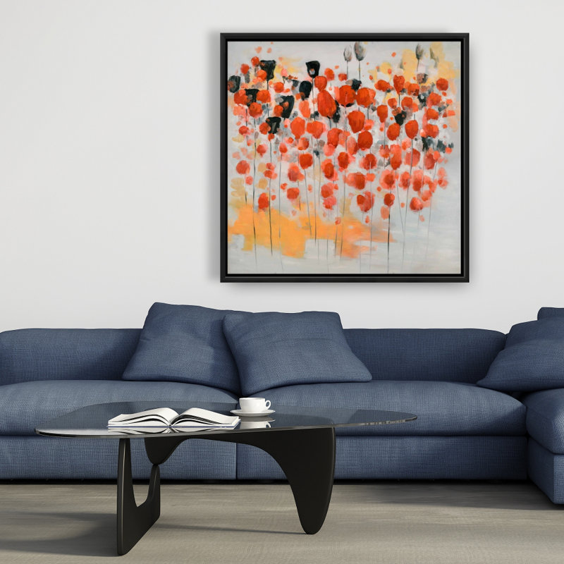 " Abstract Red Dotted Flowers Field "