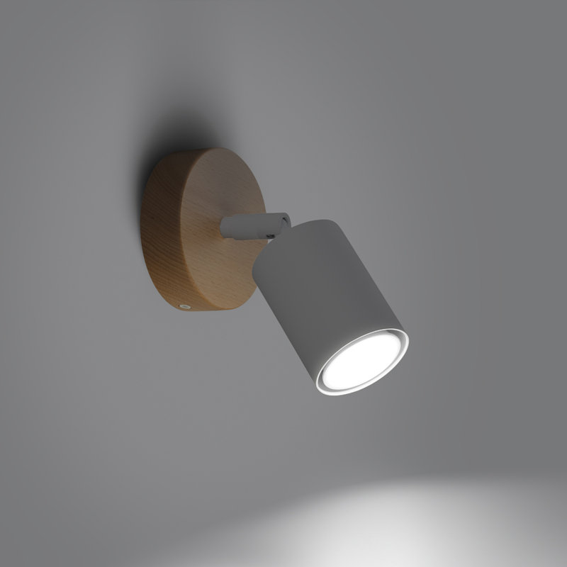 Wall lamp VERDO white, White/Wood