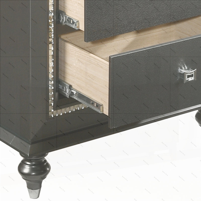 Metallic Grey Nightstand with 2 Drawers