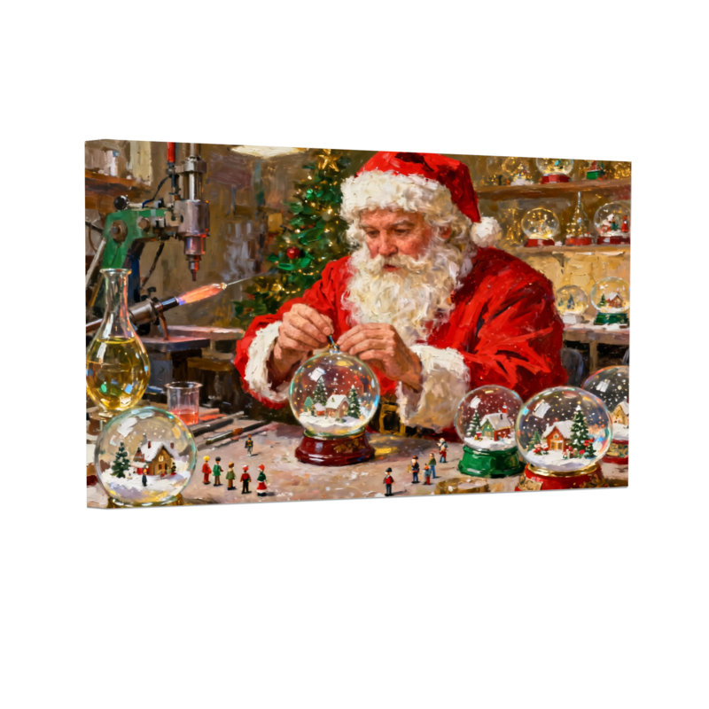 Scène d'atelier de Noël père Noël, H 16 po x l 24 po