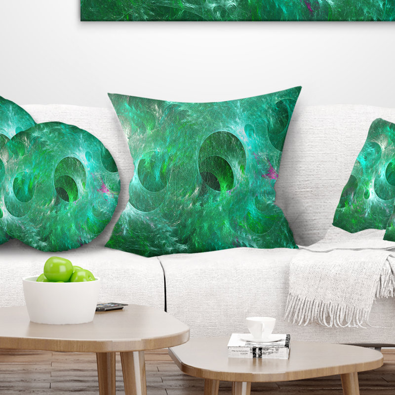 Texture de verre vert fractal - coussin imprimé abstrait, 18 po x 18 po, Carré