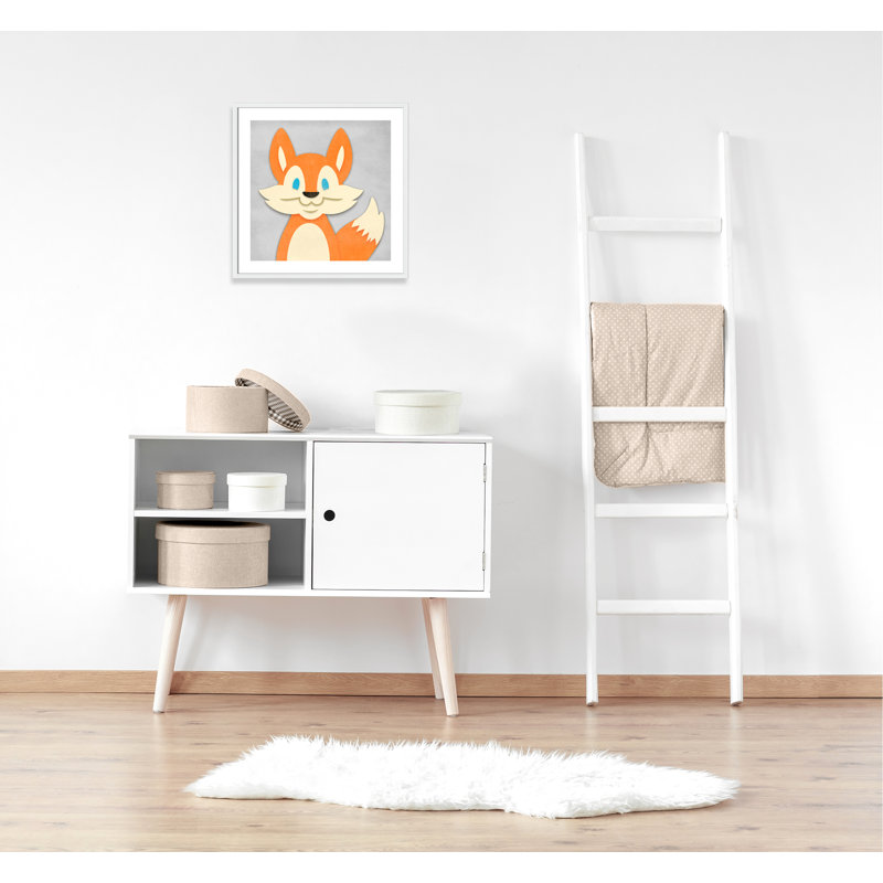 «Cheery Fox», impression sur papier, 26.5" H x 26.5" W x 1.18" D, Encadré de boîte blanc