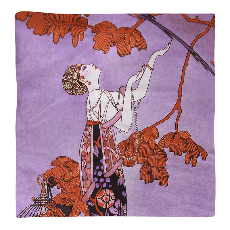 George Barbier Cotton Square Napkin, Red/Purple