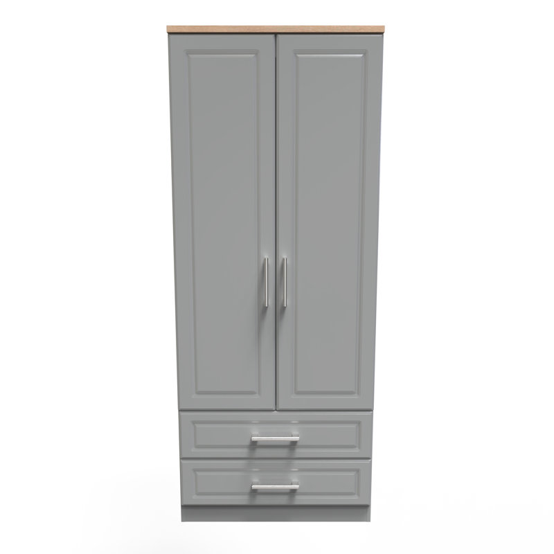Fully Assembled 3 Door Wardrobe, Grey/Oak