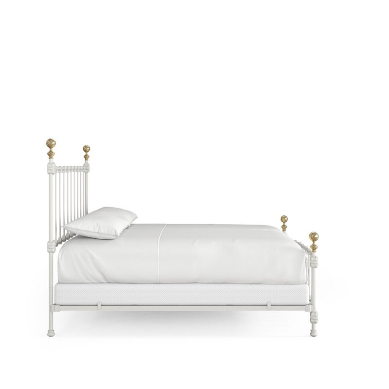 151 Palatial Bed | Complete Arched Foot, California King, Matte White/Antique Gold