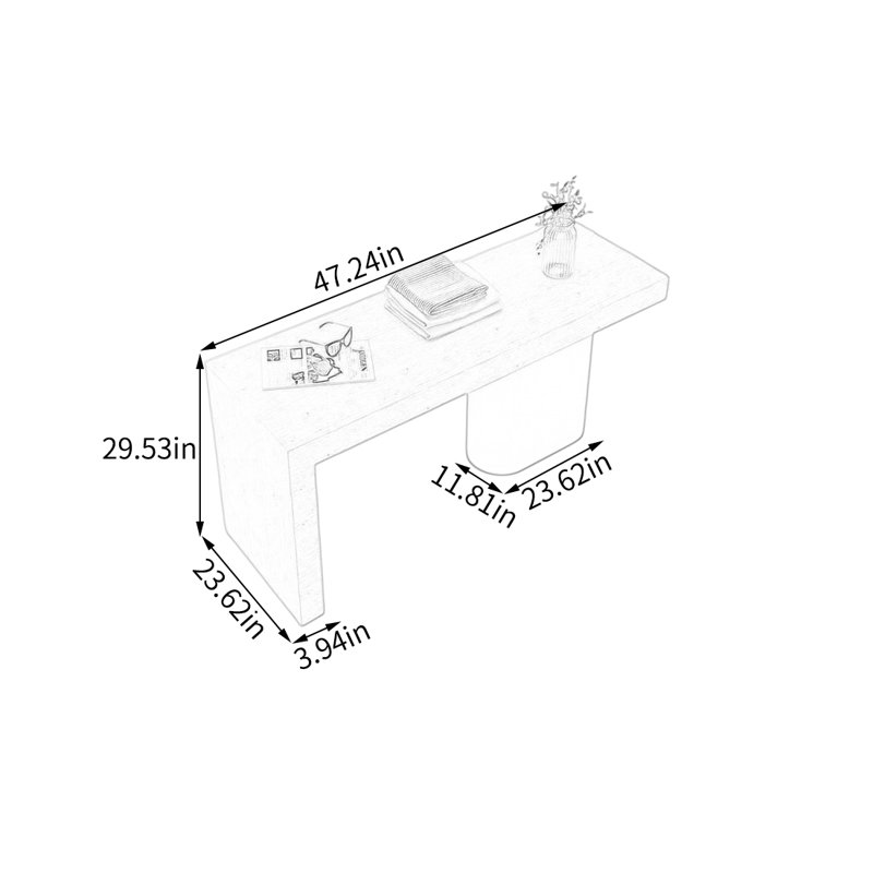 Table de présentation géométrique beige et grise, 29,53 po x 47,24 po x 23,62 po
