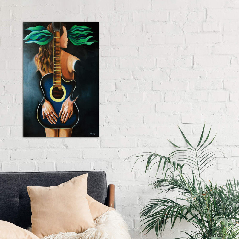 Troubadour's Muse - Painting on Canvas, 66.04 cm H x 45.72 cm W x 3.175 cm D, Wrapped Canvas