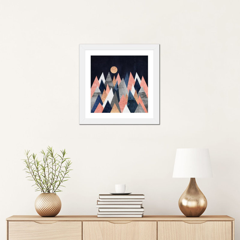 « Gold Moon » par Elisabeth Fredriksson-impression d’art graphique, Papier encadré blanc, Blanc, H 16 po x l 16 po x P 1 po