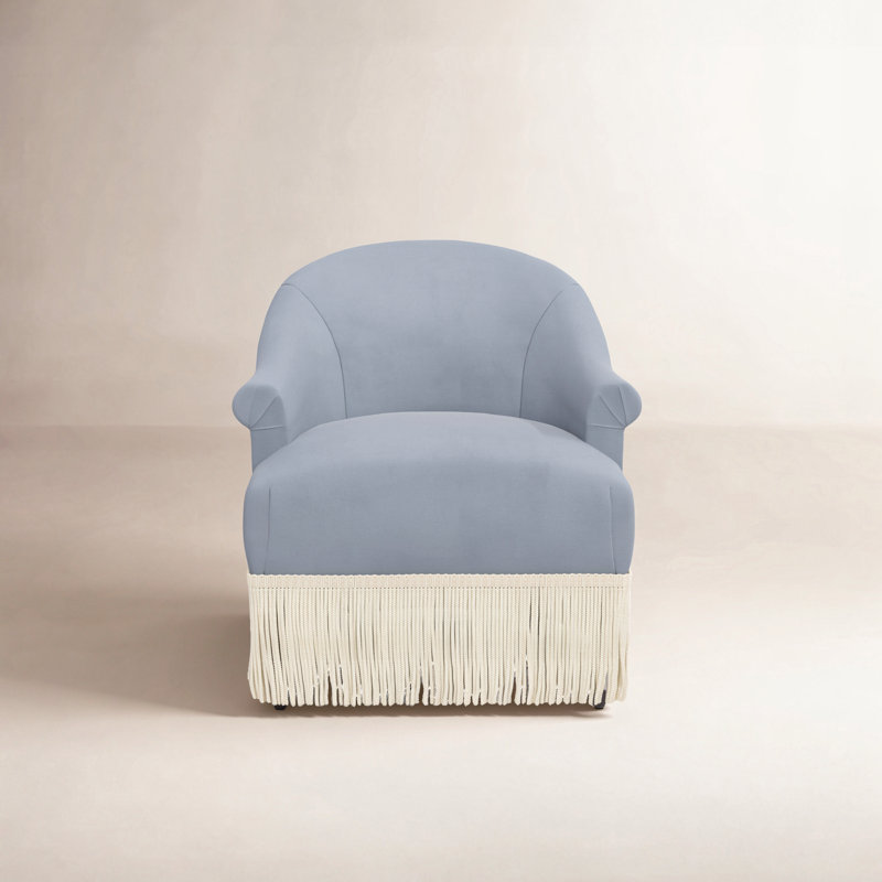 Fauteuil à oreilles Callie, Velours océan classique, Ivoire