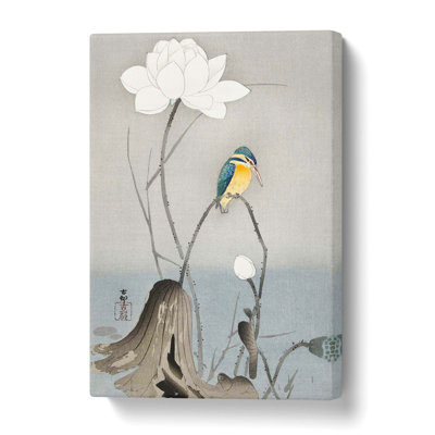 Kingfisher With Lotus Flower by Ohara Koson - Wrapped Canvas Painting