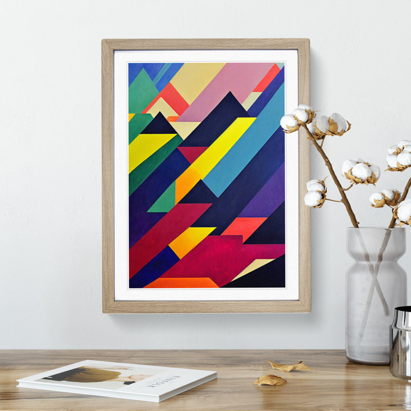 XV1022-3621X Positive Abstract Art - Print, White, Oak Framed, 64cm H x 46cm W x 2cm D