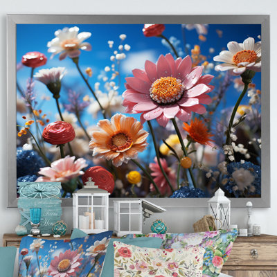«Atzel Whimsical Wildflowers in Blue Sky», reproduction