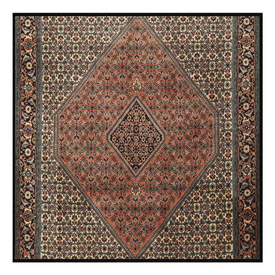Tapis oriental gris / orange / noir