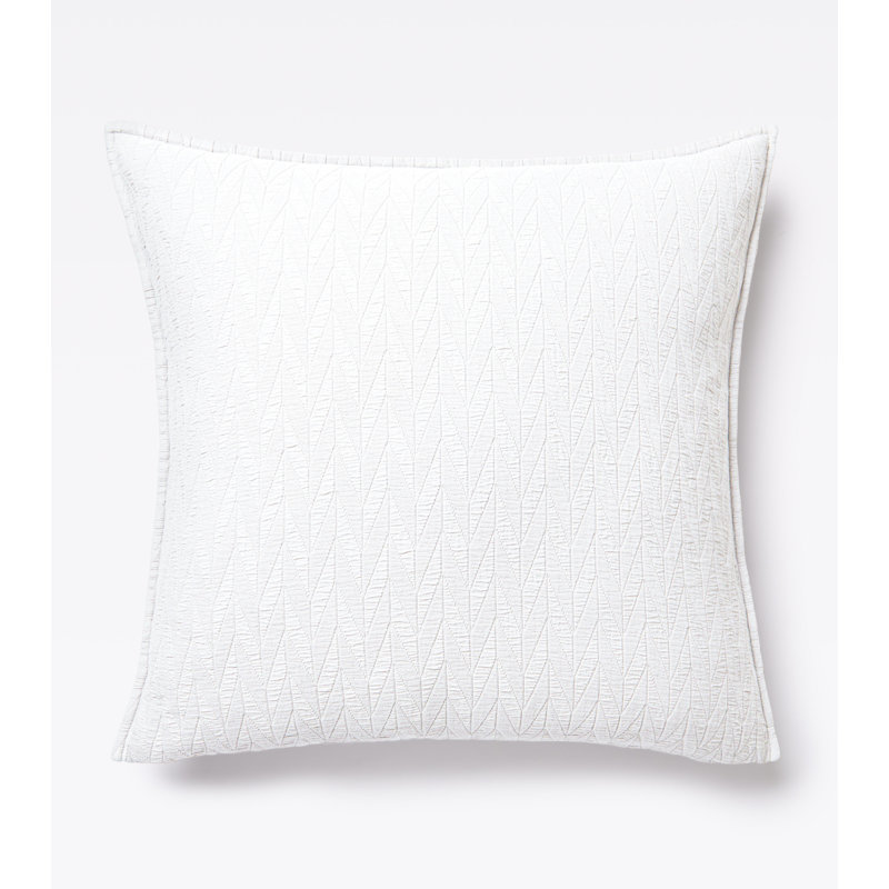 Cotton Matelassé Herringbone Euro Sham in Sand, White