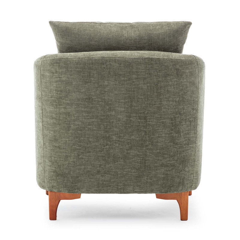 Upholstered Barrel Chair With Footstool, Sage Green Chenille