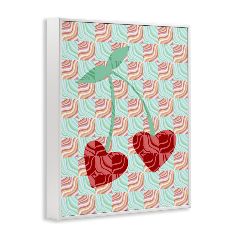 Groovy Patterned Cherries  Giclee Art by Daphne Polselli, Estampe numérique encadrée blanc bord de mer, H 30 po x l 24 po