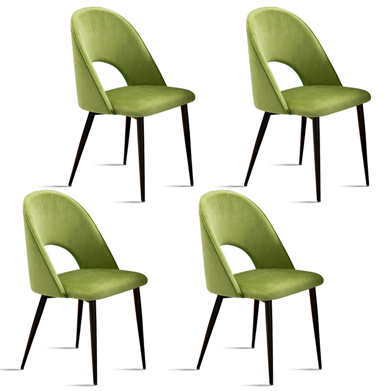 Modern Curved Velvet Upholstered Dining Chair (Green), Green