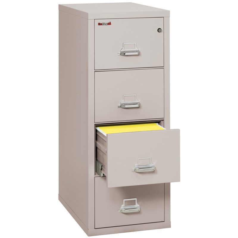 Fireproof 20.8125'' Wide 4 -Drawer Steel File Cabinet, Platinum, Combination Lock, 52.75'' H X 20.81'' W X 31.56'' D 