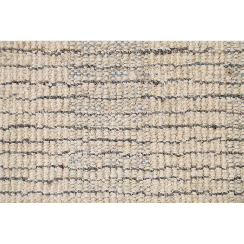 Tapis ivoire en laine noué à la main de conception unique 9 pi 1 po x 12 pi 2 po New Age