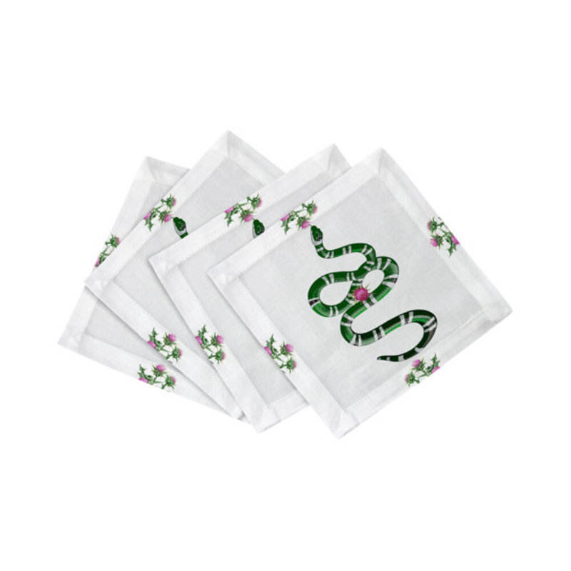 Cotton Blend Square Napkins, Pink White