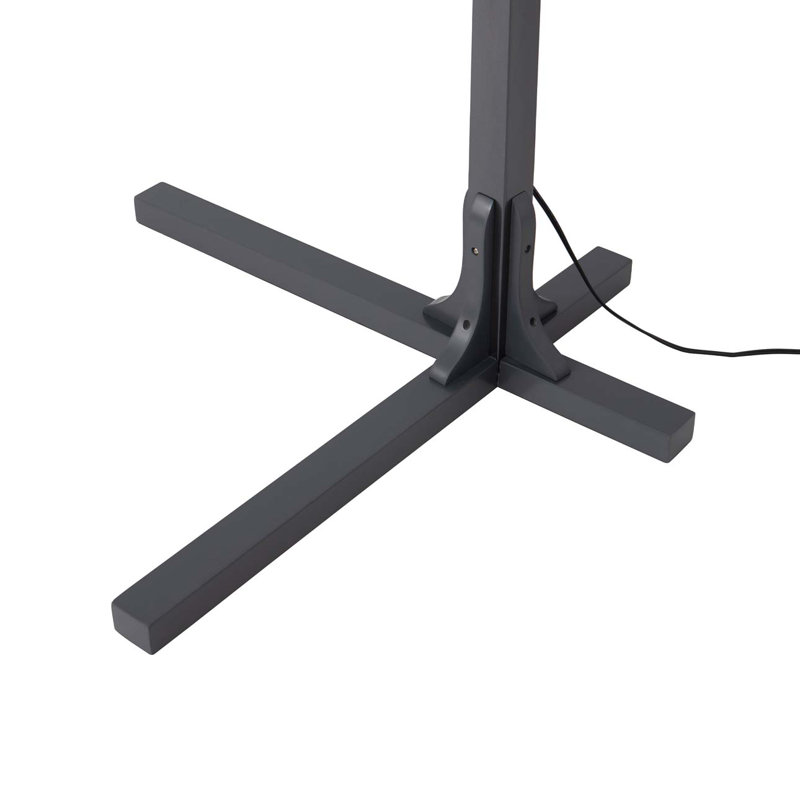 Charcoal Gray Gunmetal 3-Light Arc Floor Lamp with Amber Mica Shades