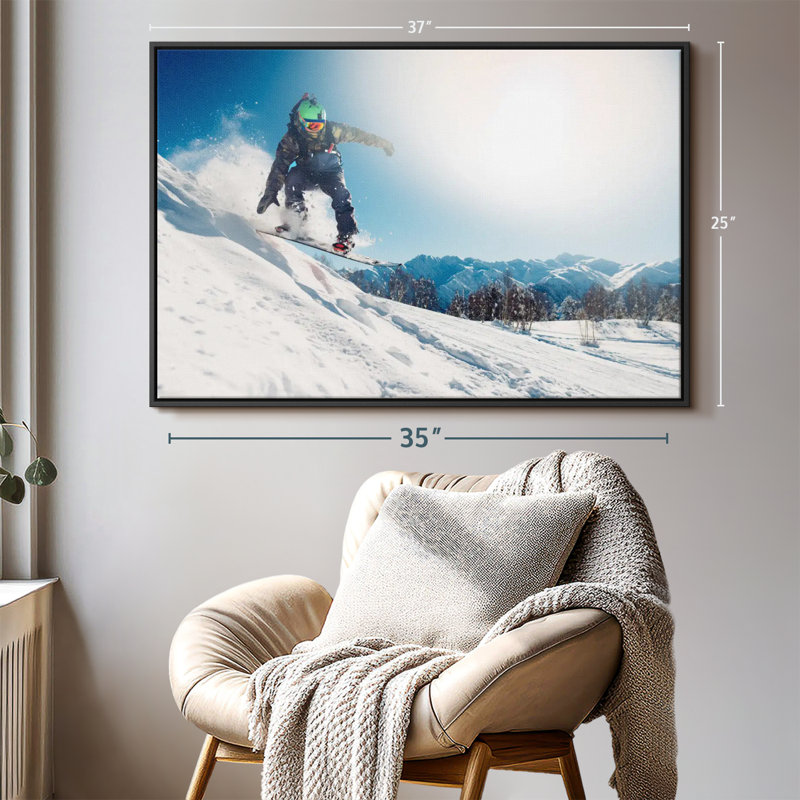 Impression sur toile Sunny Snowboarding, H 25 po x l 37 po