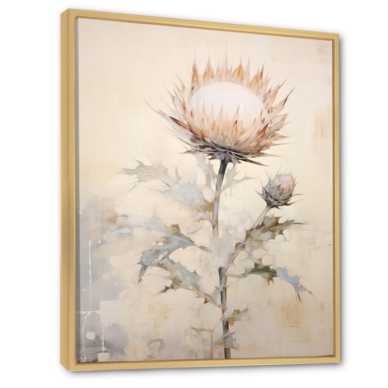 Impressions d'art murales sur chardon beige, Cadre naturel flottant, H 40 po x l 30 po