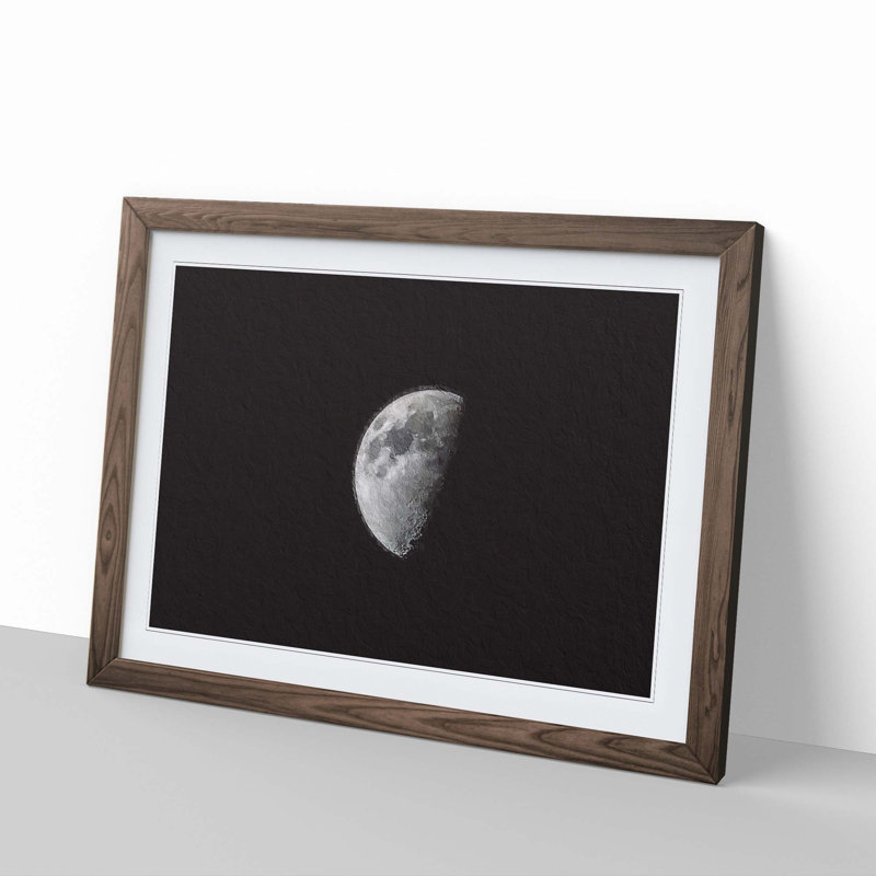 Half Moon - Picture Frame Photograph Print, 36cm H x 48cm W x 2cm D, Walnut Framed