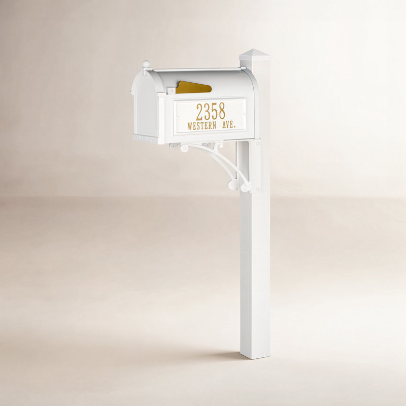 Superior Post Mounted Mailbox, White, Yes