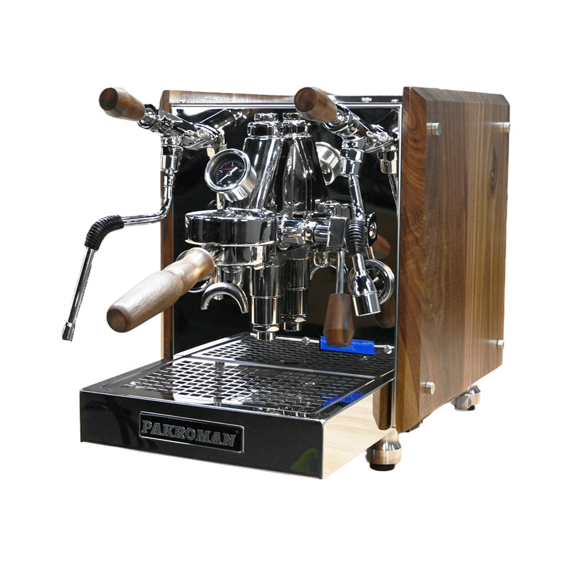 Machine à espresso semi-automatique pour la maison / commerciale, avec tête de brassage E61, pompe rotative, et fabriquée en acier inoxydable et bois de noyer rétro